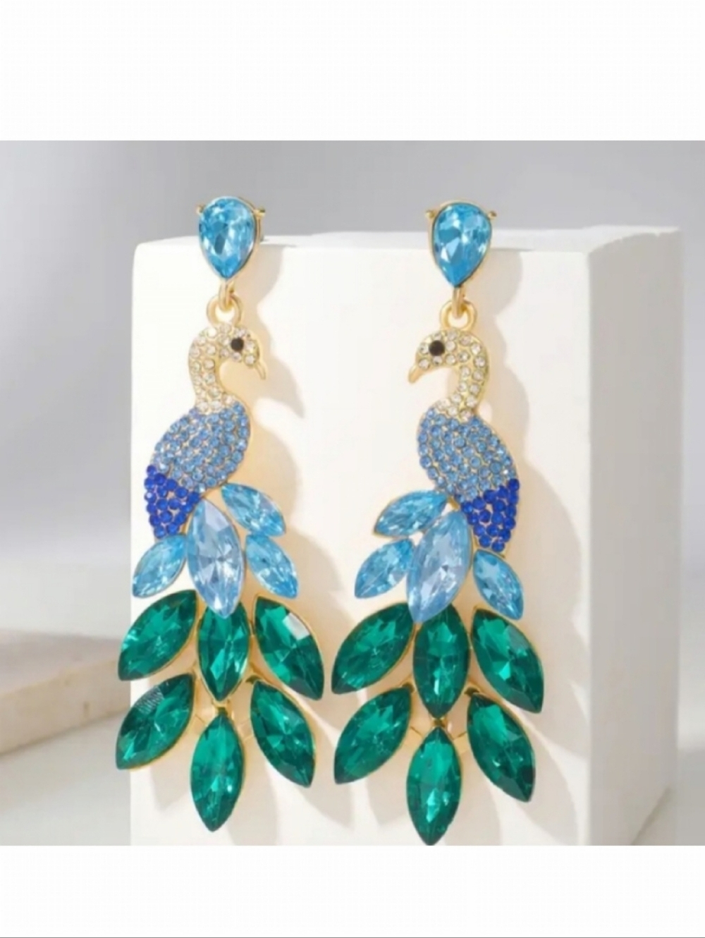 🌺Peacock Rhinestone Jeweld Earings Peacock Jewelry Resort Wear Tropical Wear